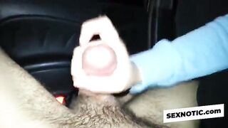 Blowjob in a Car, but She Won't Swallow