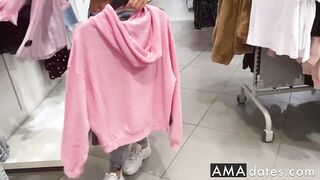 Big-Titted Teen Gives a Quickie in a Public Changing Room