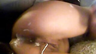 Filling Her Back Door with a Huge Dildo