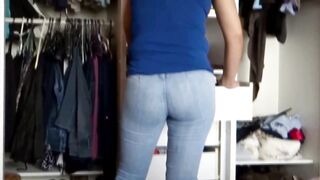 Beautiful Latina stepmom showing off her big ass, moaning and begging for anal sex.