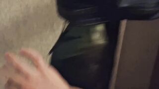 Small-titted babe fucked in the staircase by horny neighbor.