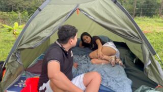 OUTDOOR SEX, I share a glamping session with my little stepsister and end up fucking her hard