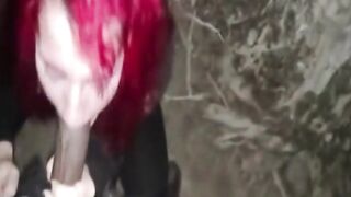 Interracial Blowjob in the Great Outdoors