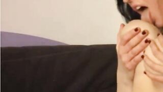 Russian Amateur With Big Tits Plays With Dildo On Webcam