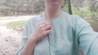 Exhibitionist teen undresses on webcam near the road