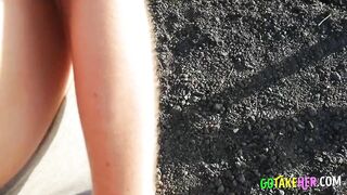 Risky Public Handjob and Nude Blonde Teen