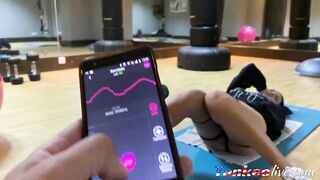 Fitness Model Masturbates with Lush in Public