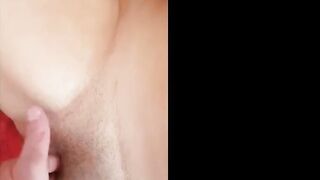 Amateur Girl Plays with Dildo, Ends in Mutual Climax