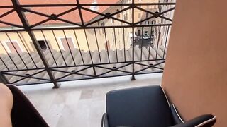 Morning Sex on Balcony, Amateur Couple with Cumshot on Her