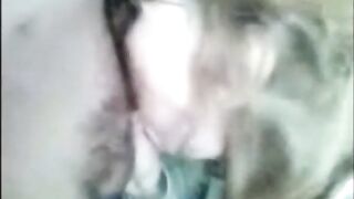 Blonde Mature Amateur Deepthroats Buddy's Cock