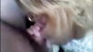 Blonde Mature Amateur Deepthroats Buddy's Cock