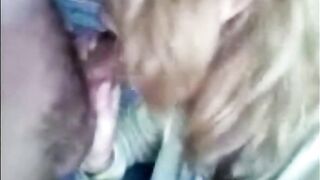 Blonde Mature Amateur Deepthroats Buddy's Cock