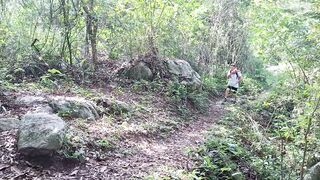 Busty and big-ass MILF stepmother fucks a perverted old man in the woods