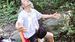 Busty and big-ass MILF stepmother fucks a perverted old man in the woods