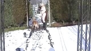 Naked Blonde Girl Outdoors on a Snowy Day