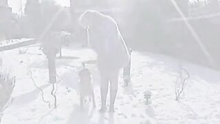 Naked Blonde Girl Outdoors on a Snowy Day