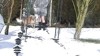 Naked Blonde Girl Outdoors on a Snowy Day