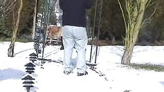 Naked Blonde Girl Outdoors on a Snowy Day