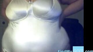 Big-Titted BBW Granny on Webcam in Satin Body Suit