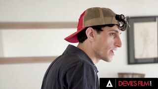 DEVILS FILM - MILF Redhead Stepmom Caught Her Stepson Fapping And She Finishes The Job