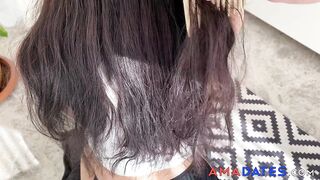 Hot Brunette Babe Gives Blowjob to a Guy With a Big Dick -3