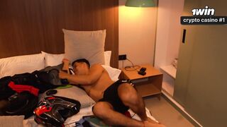 Big-bottomed stepmother shares bed with her muscular stepson behind her husband's back