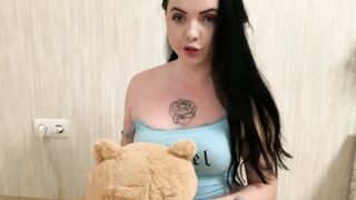 Playful brunette teen reveals her body on webcam