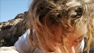 Public Blowjob in Petra - Amateur Babe Swallows Cum