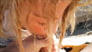 Public Blowjob in Petra - Amateur Babe Swallows Cum