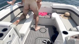 Girl's Double Creampie Threesome on a Boat