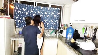 Old stepfather fucks his stepdaughter in the kitchen