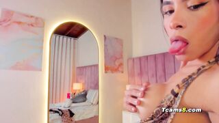 Sexy trap wildly rides her sex doll  on cam show