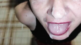 Hot Stepmom MILF Became Stepson's Whore Sucking and Swallowing Cum Loads