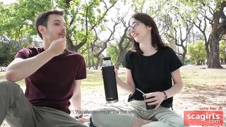 Cute Teen Couple's Public Blowjob at the Park