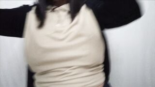 Busty, curvy student masturbates in her teacher's bathroom