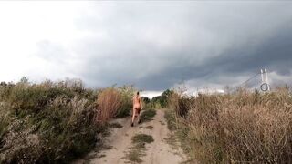 Risky Public Walk - Naked on a Broken Bridge