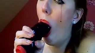 Big Dildo Blowjob by Aurelie on Webcam