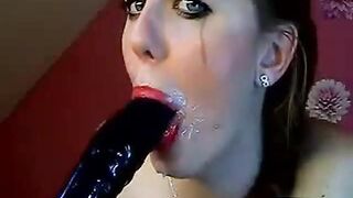 Big Dildo Blowjob by Aurelie on Webcam