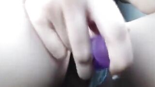 Blonde Babe Masturbates with Dildo and Squirts in Car -2