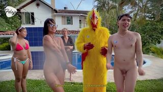 I'm upset with my stepbro, I challenge him to an oil fight match outside the house, if i win we fuck