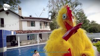 I'm upset with my stepbro, I challenge him to an oil fight match outside the house, if i win we fuck