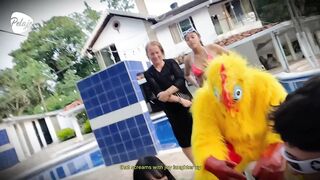 I'm upset with my stepbro, I challenge him to an oil fight match outside the house, if i win we fuck