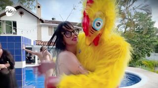 I'm upset with my stepbro, I challenge him to an oil fight match outside the house, if i win we fuck