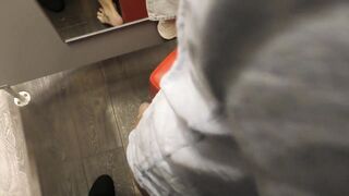 Sexy Tattooed MILF Gives Public Blowjob in Fitting Room for New Jeans -2