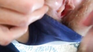 Hairy pussy girl gets fucked and filled with cum -2