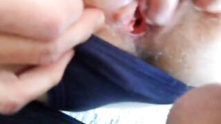 Hairy pussy girl gets fucked and filled with cum -2