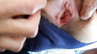 Hairy pussy girl gets fucked and filled with cum -2