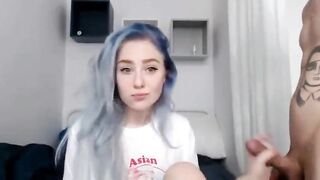Blue-Haired Cam Girl's Sensual Blowjob Session -2
