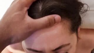 Interracial Amateur Babe Takes on a Big Cock for a Messy POV Blowjob