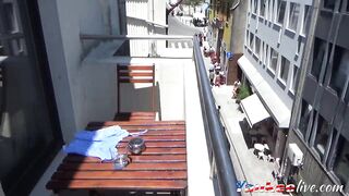 Public BJ & Fuck With Big-Tit Teen On Balcony Seen By Many
